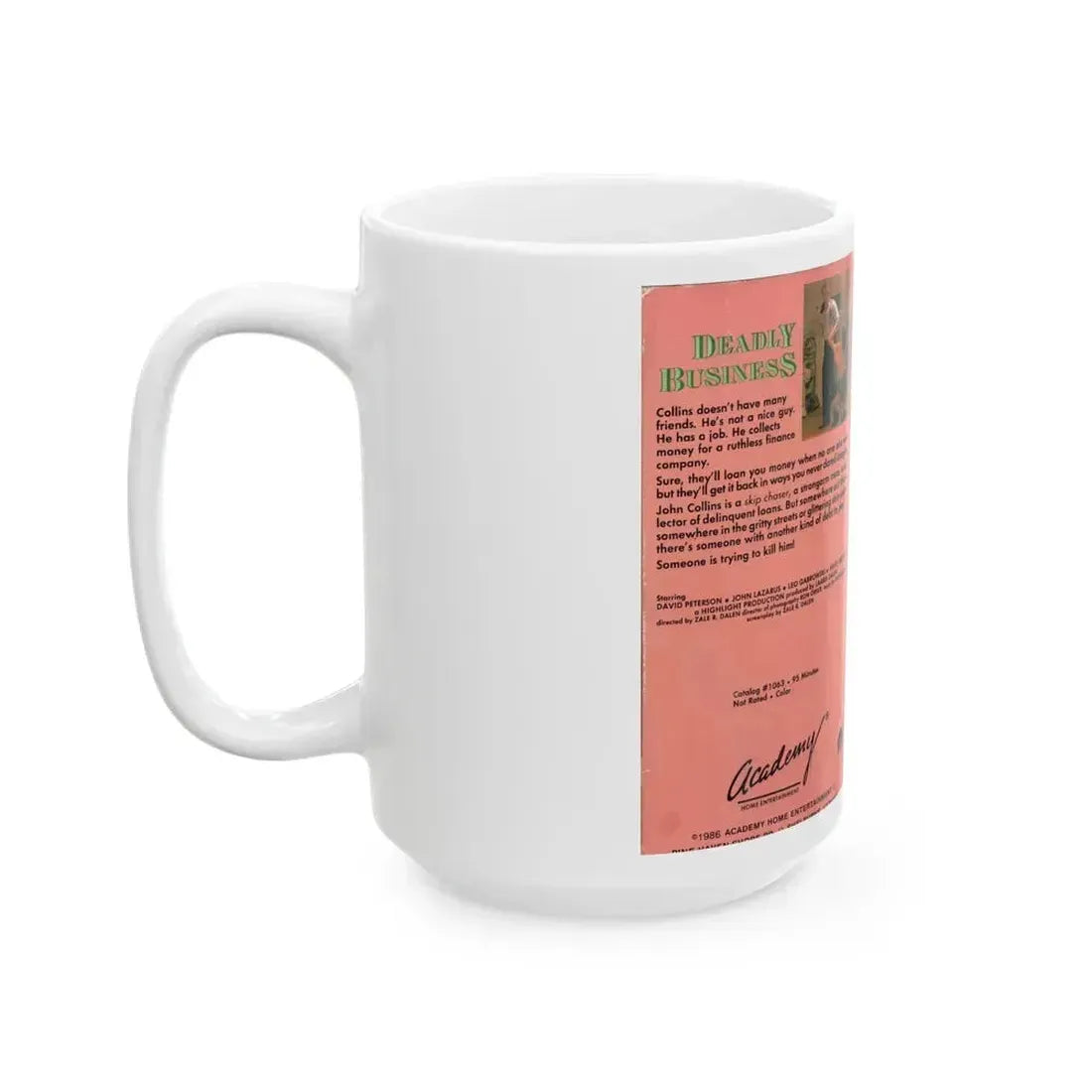 DEADLY BUSINESS (VHS COVER) - White Coffee Mug - Go Mug Yourself