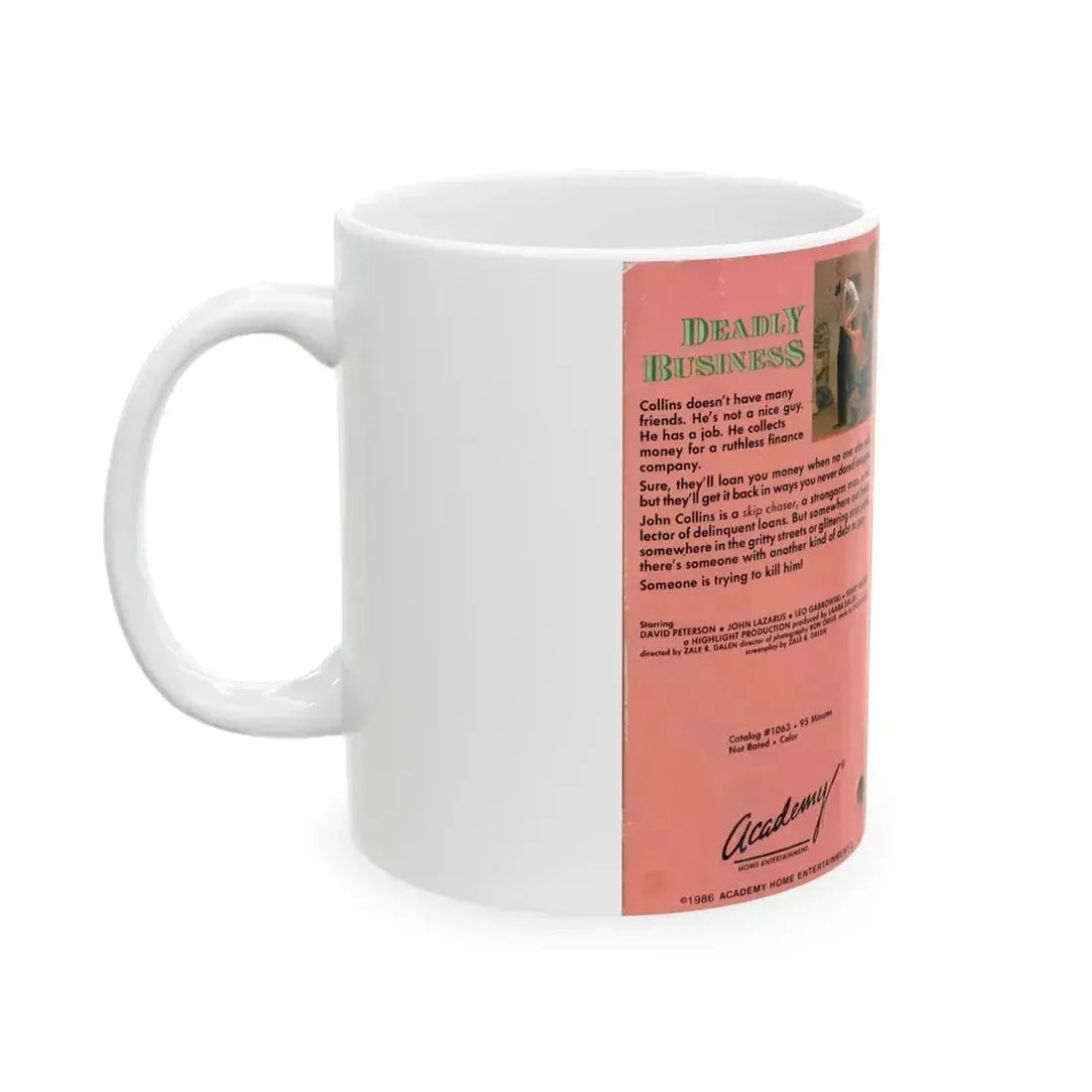 DEADLY BUSINESS (VHS COVER) - White Coffee Mug - Go Mug Yourself