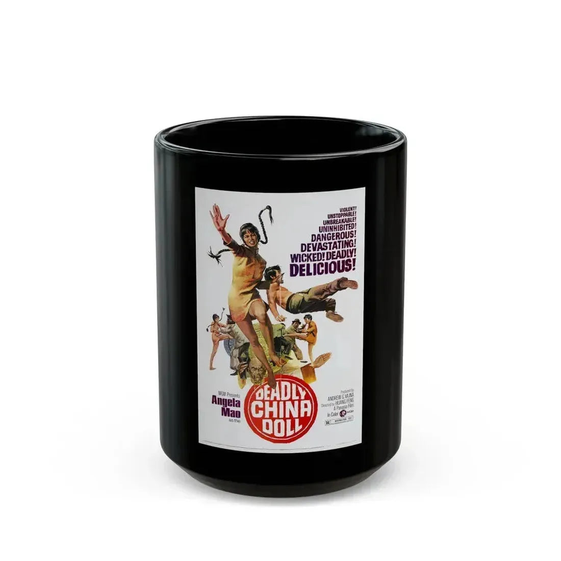 DEADLY CHINA DOLL 1972 Movie Poster - Black Coffee Mug 15oz - Go Mug Yourself