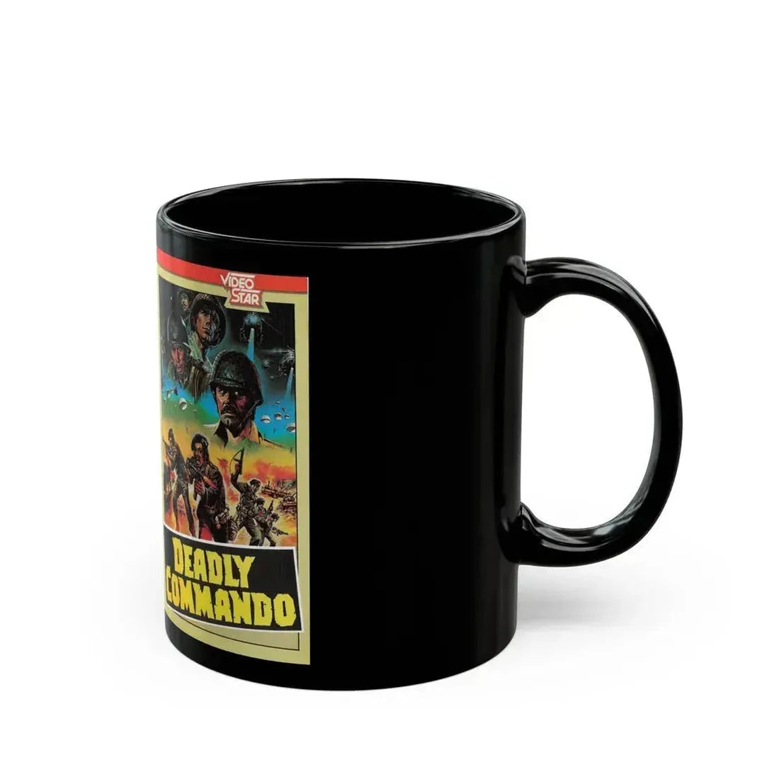 DEADLY COMMANDO (VHS COVER) - Black Coffee Mug - Go Mug Yourself