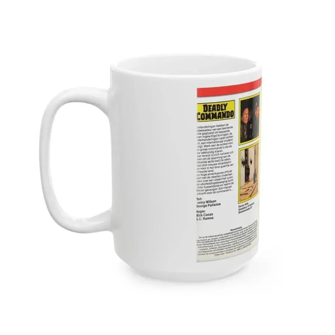 DEADLY COMMANDO (VHS COVER) - White Coffee Mug - Go Mug Yourself