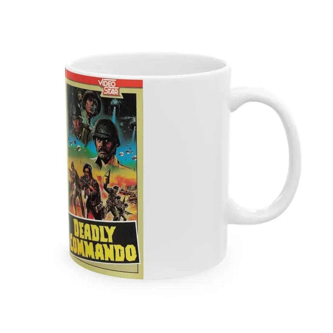DEADLY COMMANDO (VHS COVER) - White Coffee Mug - Go Mug Yourself