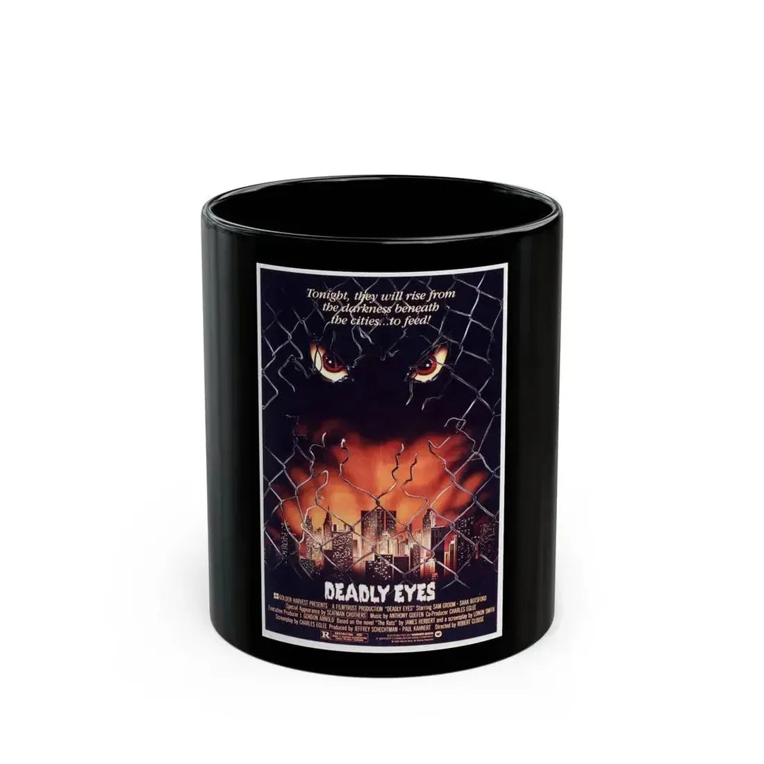 DEADLY EYES 1982 Movie Poster - Black Coffee Mug 11oz - Go Mug Yourself