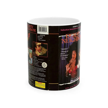 DEADLY NEIGHBOR (VHS COVER) - White Coffee Mug 11oz - Go Mug Yourself