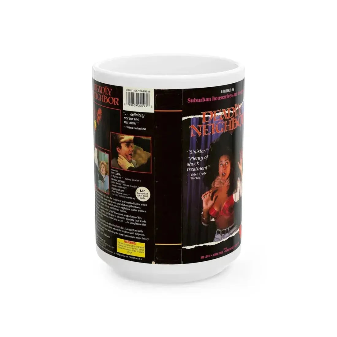DEADLY NEIGHBOR (VHS COVER) - White Coffee Mug 15oz - Go Mug Yourself