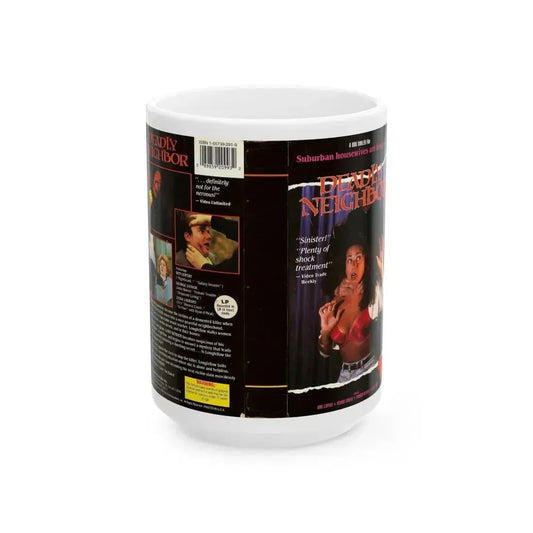 DEADLY NEIGHBOR (VHS COVER) - White Coffee Mug 15oz - Go Mug Yourself