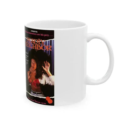 DEADLY NEIGHBOR (VHS COVER) - White Coffee Mug - Go Mug Yourself