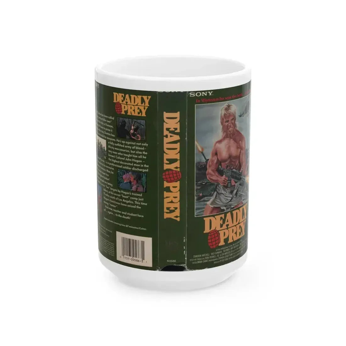DEADLY PREY (VHS COVER) - White Coffee Mug 15oz - Go Mug Yourself