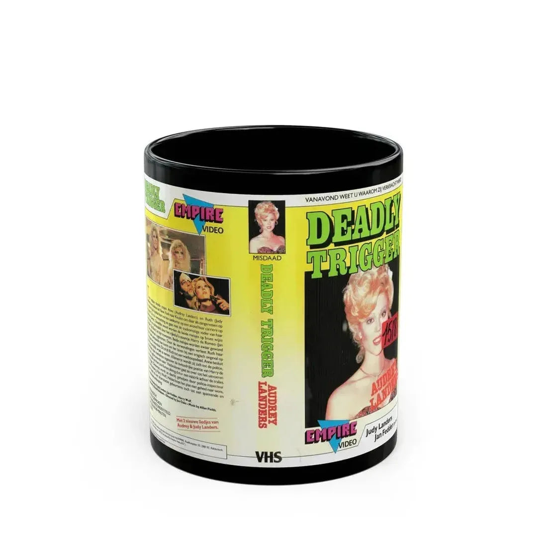 DEADLY TRIGGER (VHS COVER) - Black Coffee Mug 11oz - Go Mug Yourself