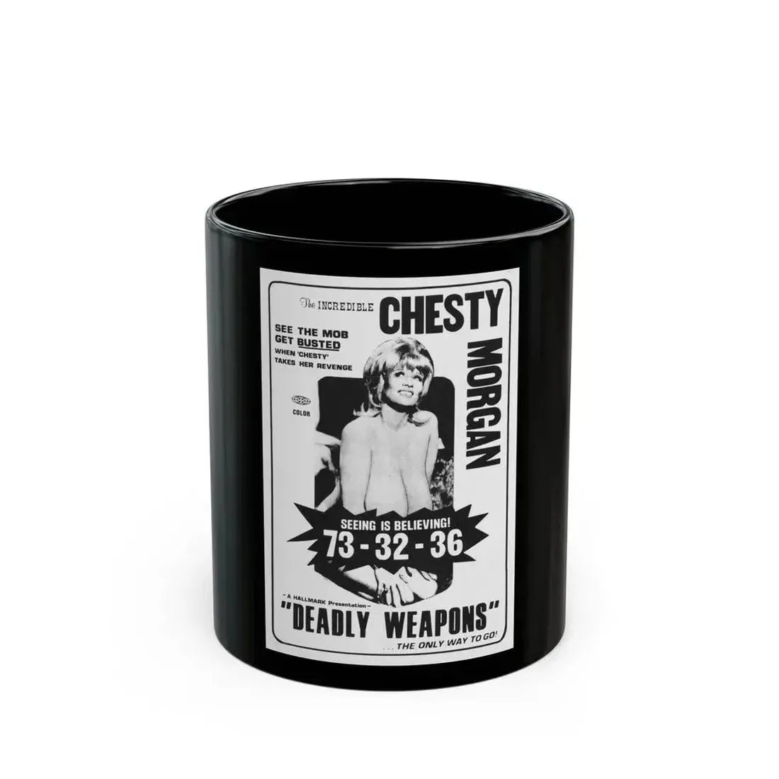 DEADLY WEAPONS 1974 Movie Poster - Black Coffee Mug 11oz - Go Mug Yourself