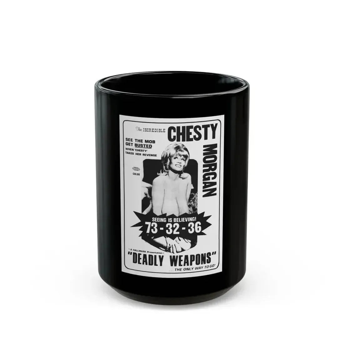 DEADLY WEAPONS 1974 Movie Poster - Black Coffee Mug 15oz - Go Mug Yourself