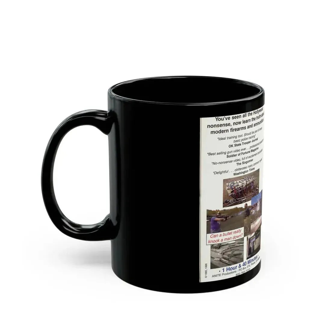 DEADLY WEAPONS FIREARMS AND FIREPOWER (VHS COVER) - Black Coffee Mug - Go Mug Yourself
