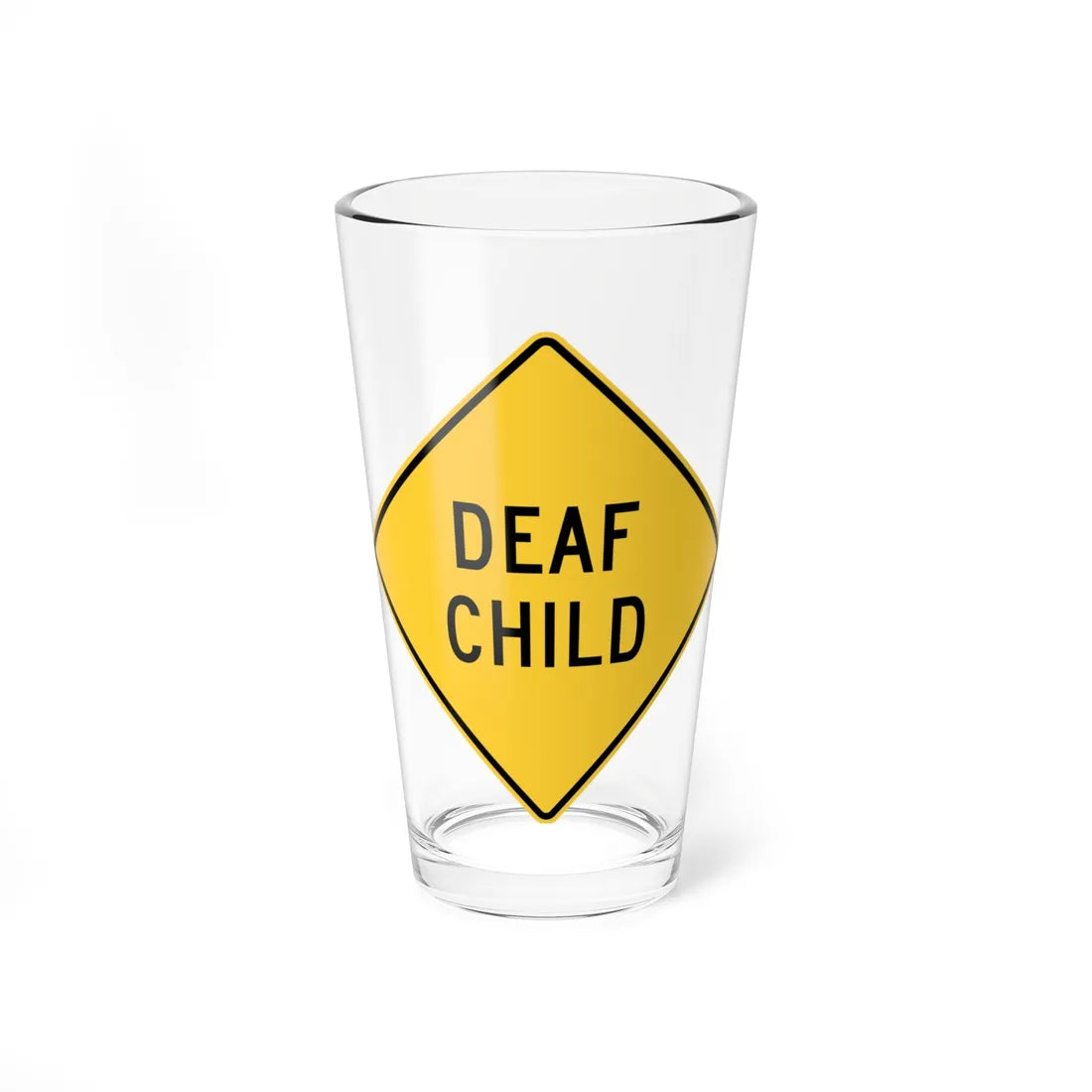 DEAF CHILD MUTCD-DE W21-14-DE (Delaware) (Road Sign) Pint Glass 16oz 16oz - Go Mug Yourself