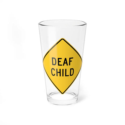 DEAF CHILD MUTCD-DE W21-14-DE (Delaware) (Road Sign) Pint Glass 16oz 16oz - Go Mug Yourself