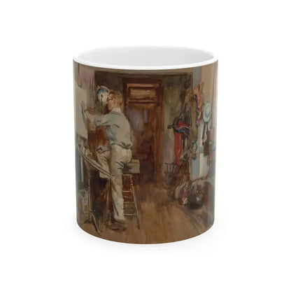 Dean Cornwell Painting in his Studio, 1920 - White Coffee Mug 11oz - Go Mug Yourself