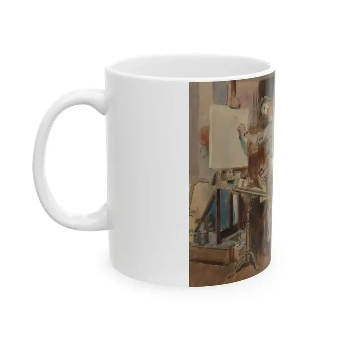 Dean Cornwell Painting in his Studio, 1920 - White Coffee Mug - Go Mug Yourself