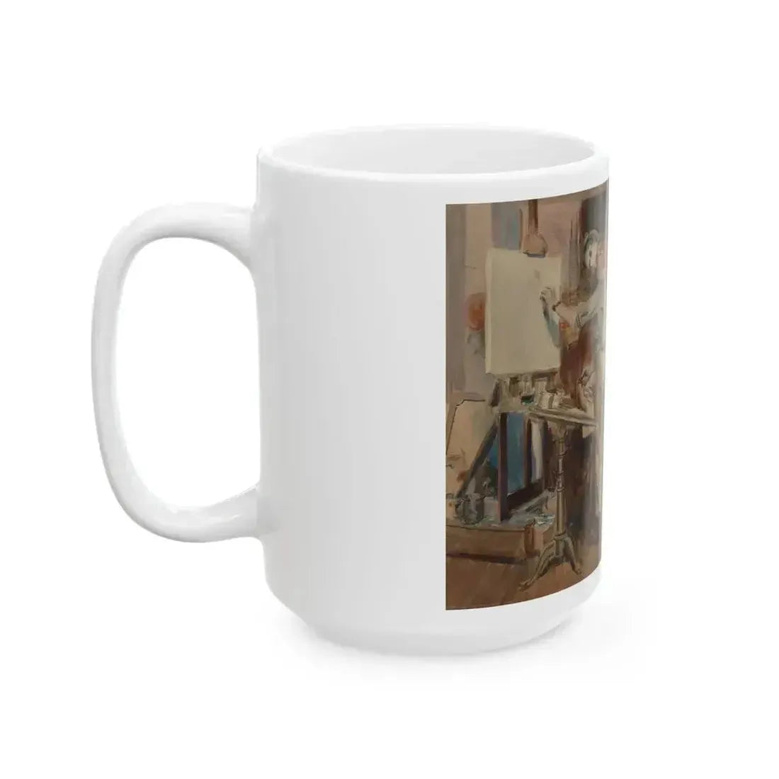 Dean Cornwell Painting in his Studio, 1920 - White Coffee Mug - Go Mug Yourself
