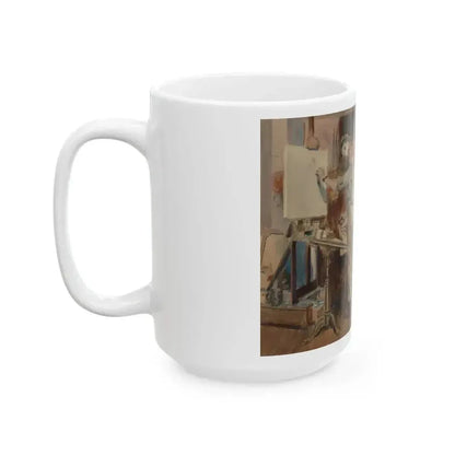 Dean Cornwell Painting in his Studio, 1920 - White Coffee Mug - Go Mug Yourself