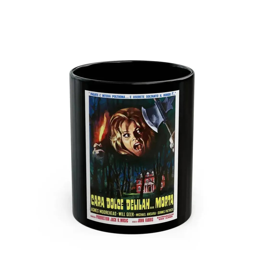 DEAR DEAD DELILAH (ITALIAN) 1972 Movie Poster - Black Coffee Mug 11oz - Go Mug Yourself
