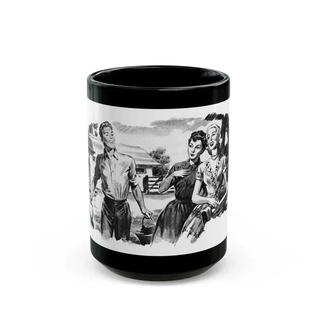 Dear Stranger by Elizabeth Hoy (3), Woman's Illustrated magazine, 1956 - Black Coffee Mug 15oz - Go Mug Yourself