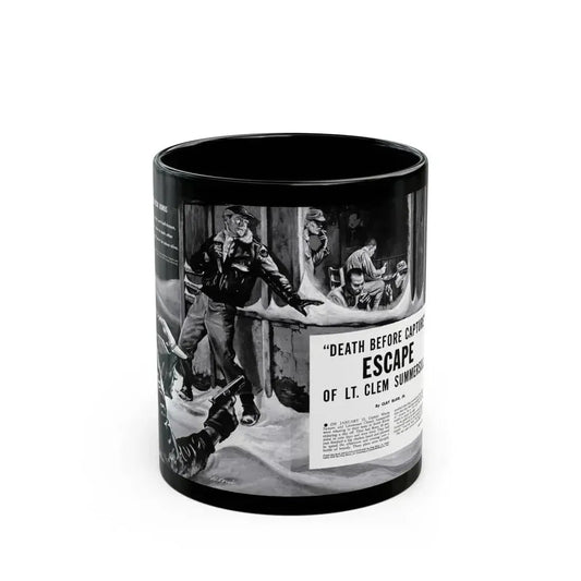 Death Before Capture', Action for Men, May 1960 - Black Coffee Mug 11oz - Go Mug Yourself