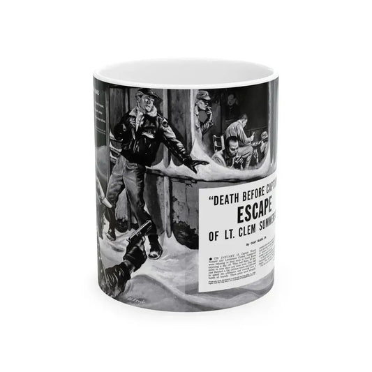 Death Before Capture', Action for Men, May 1960 - White Coffee Mug 11oz - Go Mug Yourself