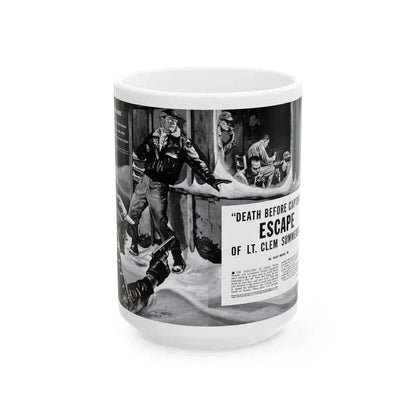 Death Before Capture', Action for Men, May 1960 - White Coffee Mug 15oz - Go Mug Yourself