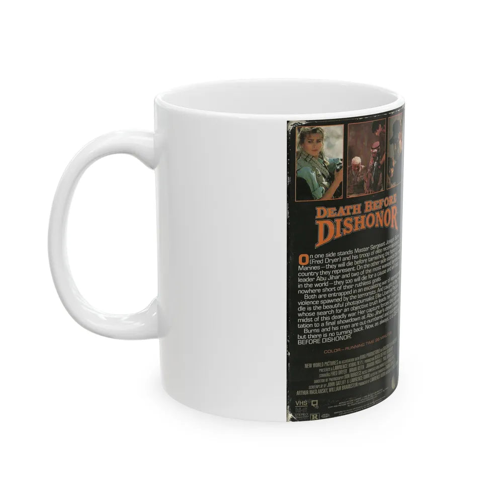 DEATH BEFORE DISHONOR (VHS COVER) - White Coffee Mug-Go Mug Yourself