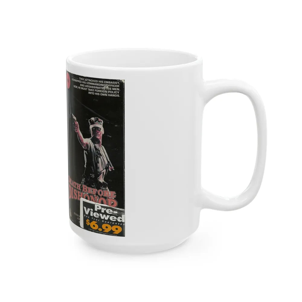 DEATH BEFORE DISHONOR (VHS COVER) - White Coffee Mug-Go Mug Yourself