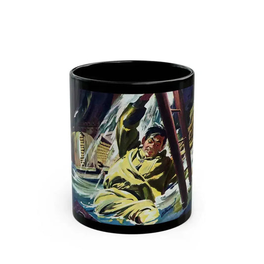 Death Below Decks by Brian Cleeve, The Saturday Evening Post, 1957 - Black Coffee Mug 11oz - Go Mug Yourself