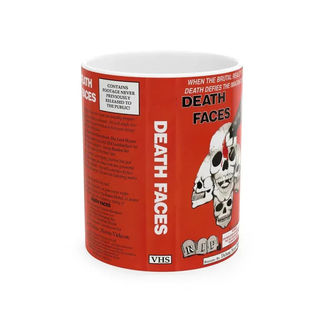 DEATH FACES (VHS COVER) - White Coffee Mug 11oz - Go Mug Yourself
