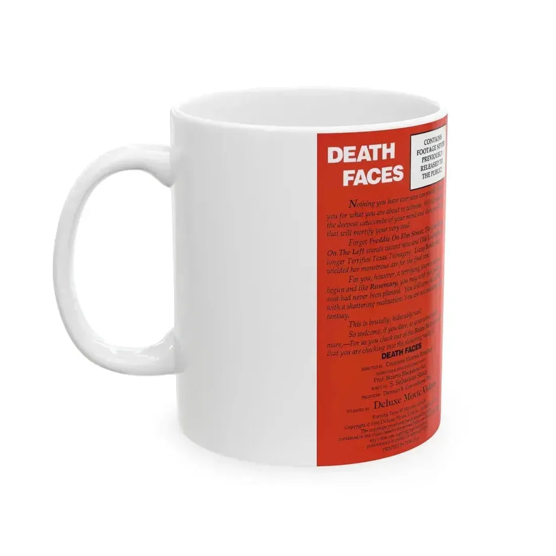 DEATH FACES (VHS COVER) - White Coffee Mug - Go Mug Yourself