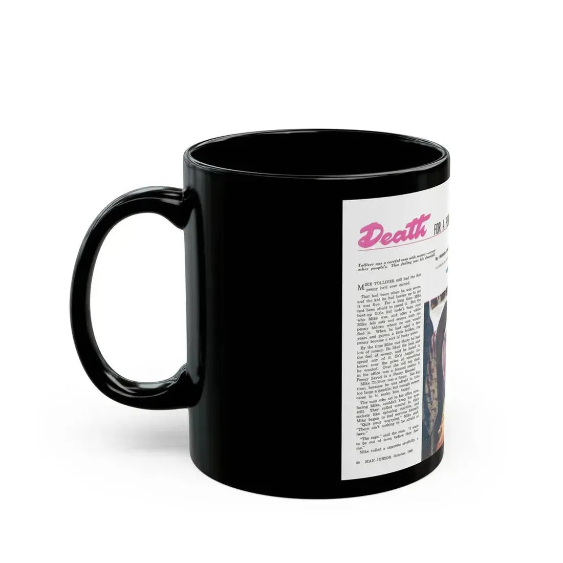 Death for a Penny, Man Junior, October 1948 - Black Coffee Mug - Go Mug Yourself