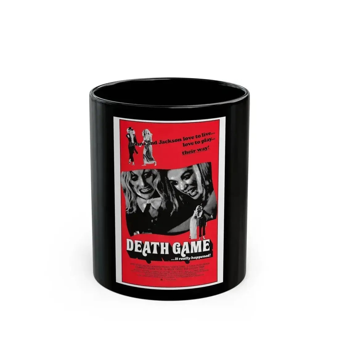 DEATH GAME 1977 Movie Poster - Black Coffee Mug 11oz - Go Mug Yourself
