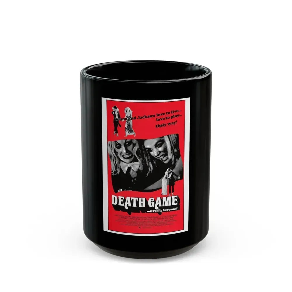 DEATH GAME 1977 Movie Poster - Black Coffee Mug 15oz - Go Mug Yourself