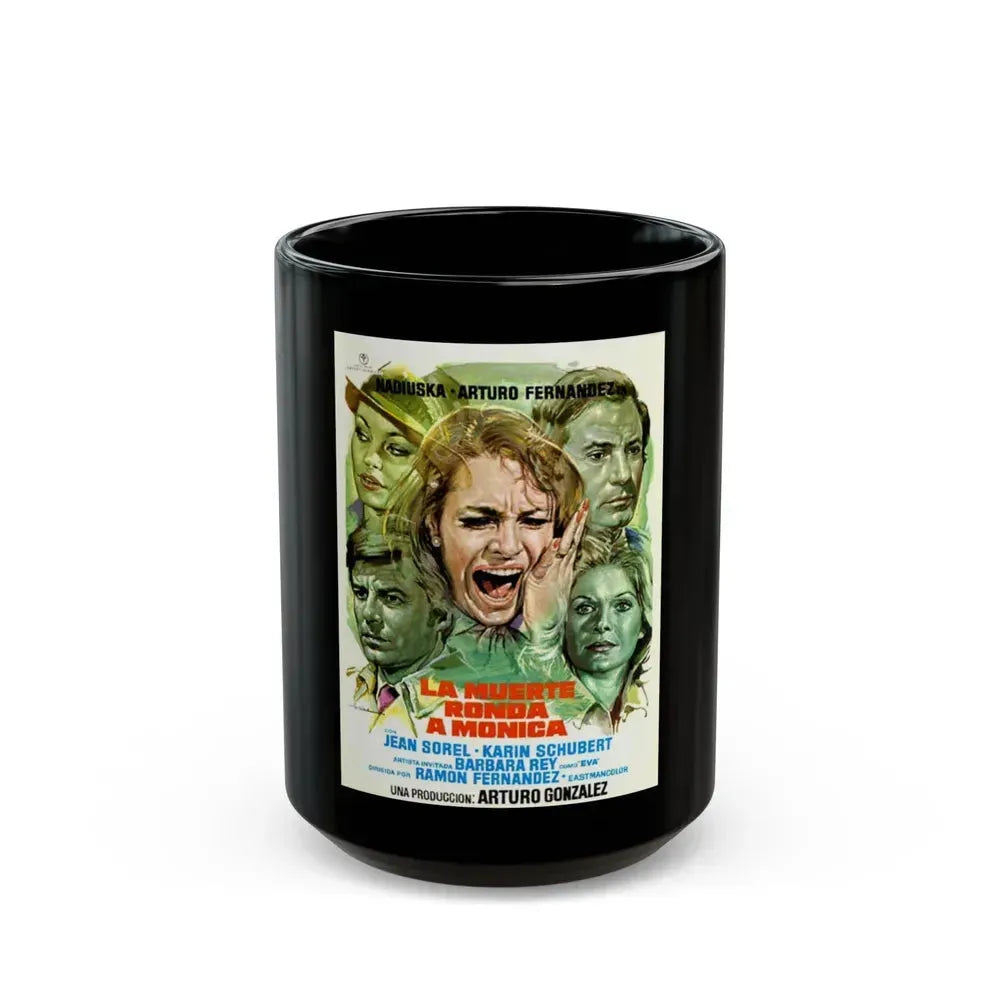 DEATH HAUNTS MONICA 1980 Movie Poster - Black Coffee Mug 15oz - Go Mug Yourself
