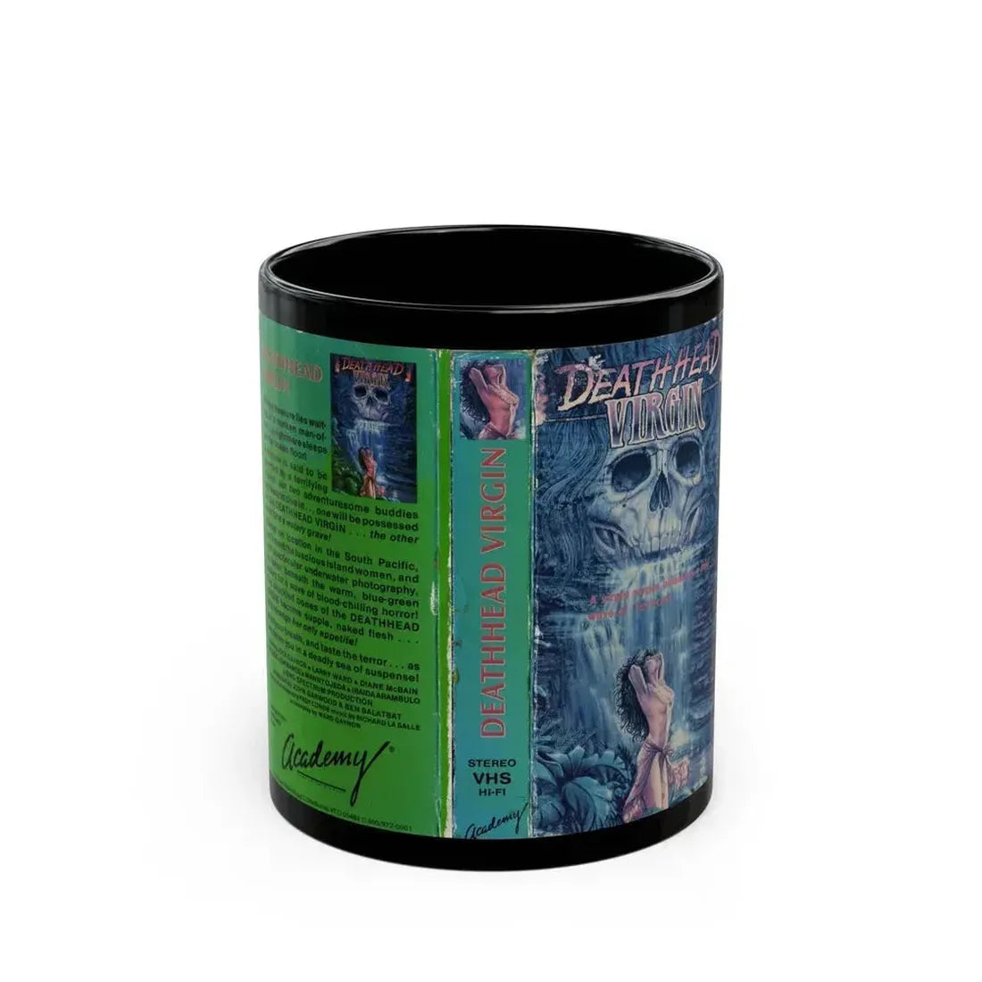 DEATH HEAD VIRGIN (VHS COVER) - Black Coffee Mug 11oz - Go Mug Yourself