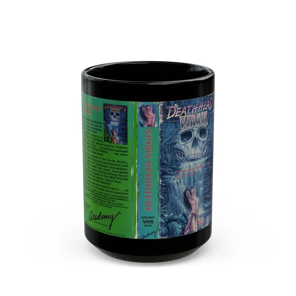 DEATH HEAD VIRGIN (VHS COVER) - Black Coffee Mug 15oz - Go Mug Yourself