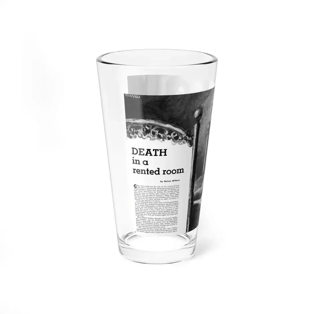 Death in a rented room, Man's Adventure, May 1957 - Pint Glass 16oz - Go Mug Yourself