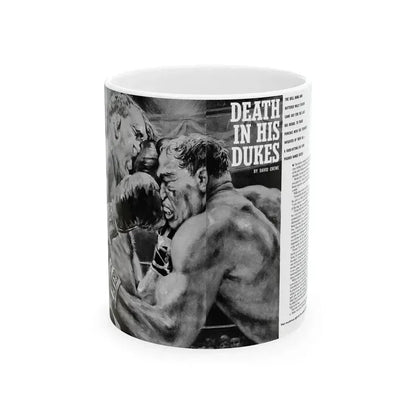 Death In His Dukes, Adventure, October 1963 - White Coffee Mug 11oz - Go Mug Yourself