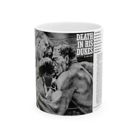 Death In His Dukes, Adventure, October 1963 - White Coffee Mug 11oz - Go Mug Yourself