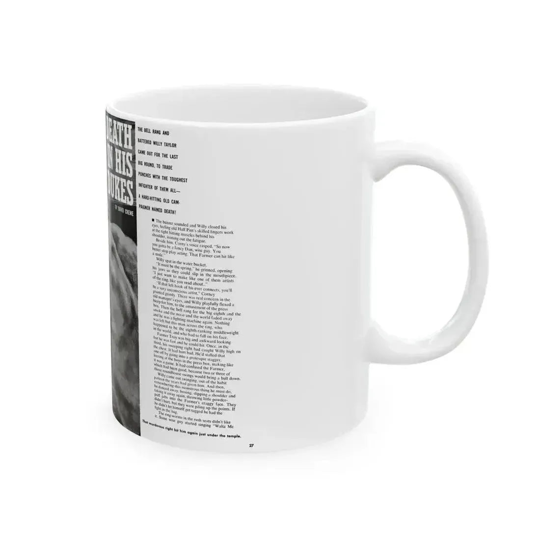 Death In His Dukes, Adventure, October 1963 - White Coffee Mug - Go Mug Yourself