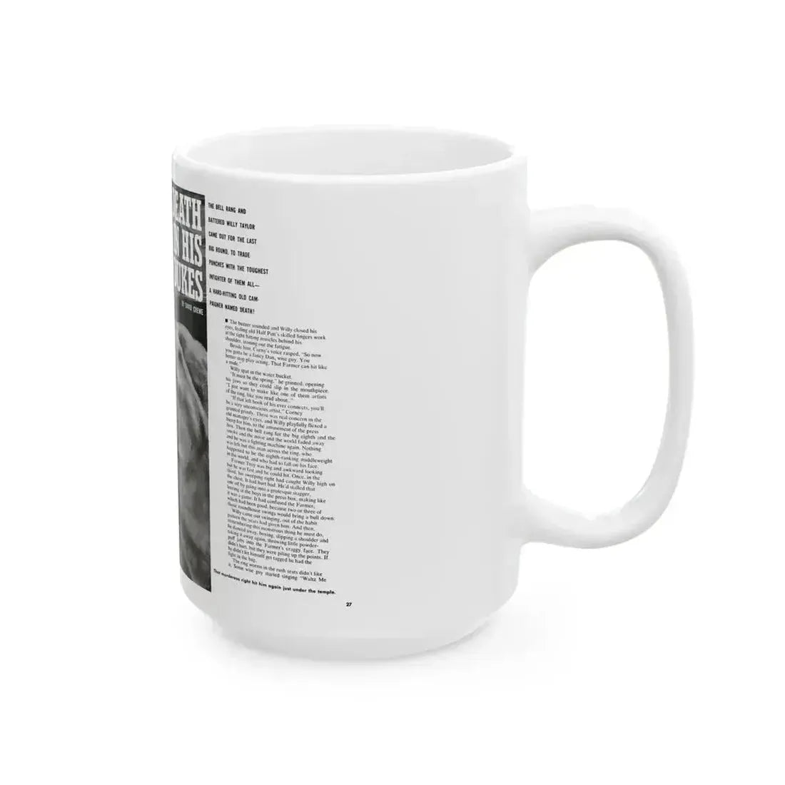 Death In His Dukes, Adventure, October 1963 - White Coffee Mug - Go Mug Yourself
