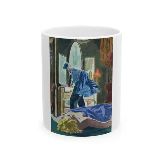 Death is my Lodger, Argosy, October 1955 - White Coffee Mug 11oz - Go Mug Yourself