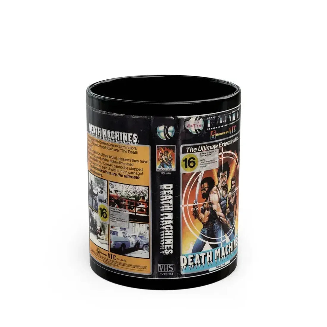 DEATH MACHINES (VHS COVER) - Black Coffee Mug 11oz - Go Mug Yourself