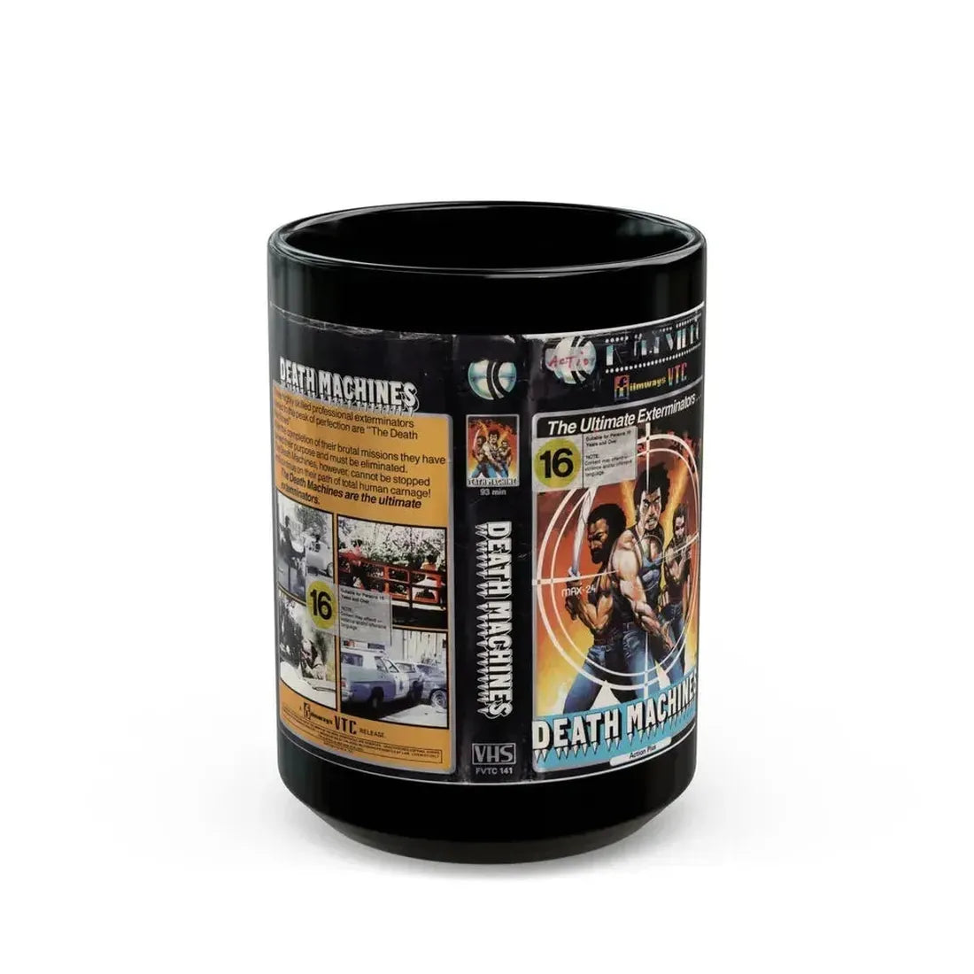 DEATH MACHINES (VHS COVER) - Black Coffee Mug 15oz - Go Mug Yourself