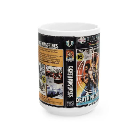 DEATH MACHINES (VHS COVER) - White Coffee Mug 15oz - Go Mug Yourself