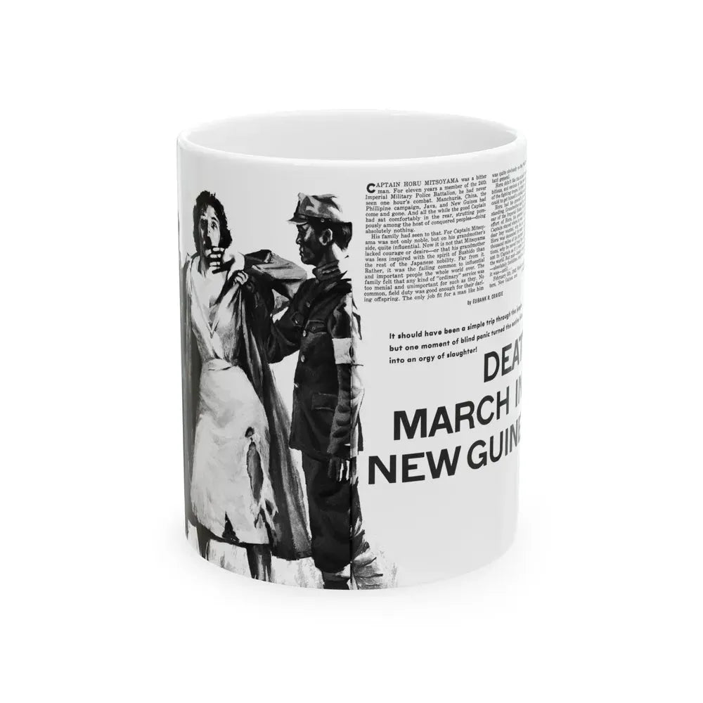 Death March In New Guinea, Man's Adventure, December 1964 - White Coffee Mug 11oz - Go Mug Yourself