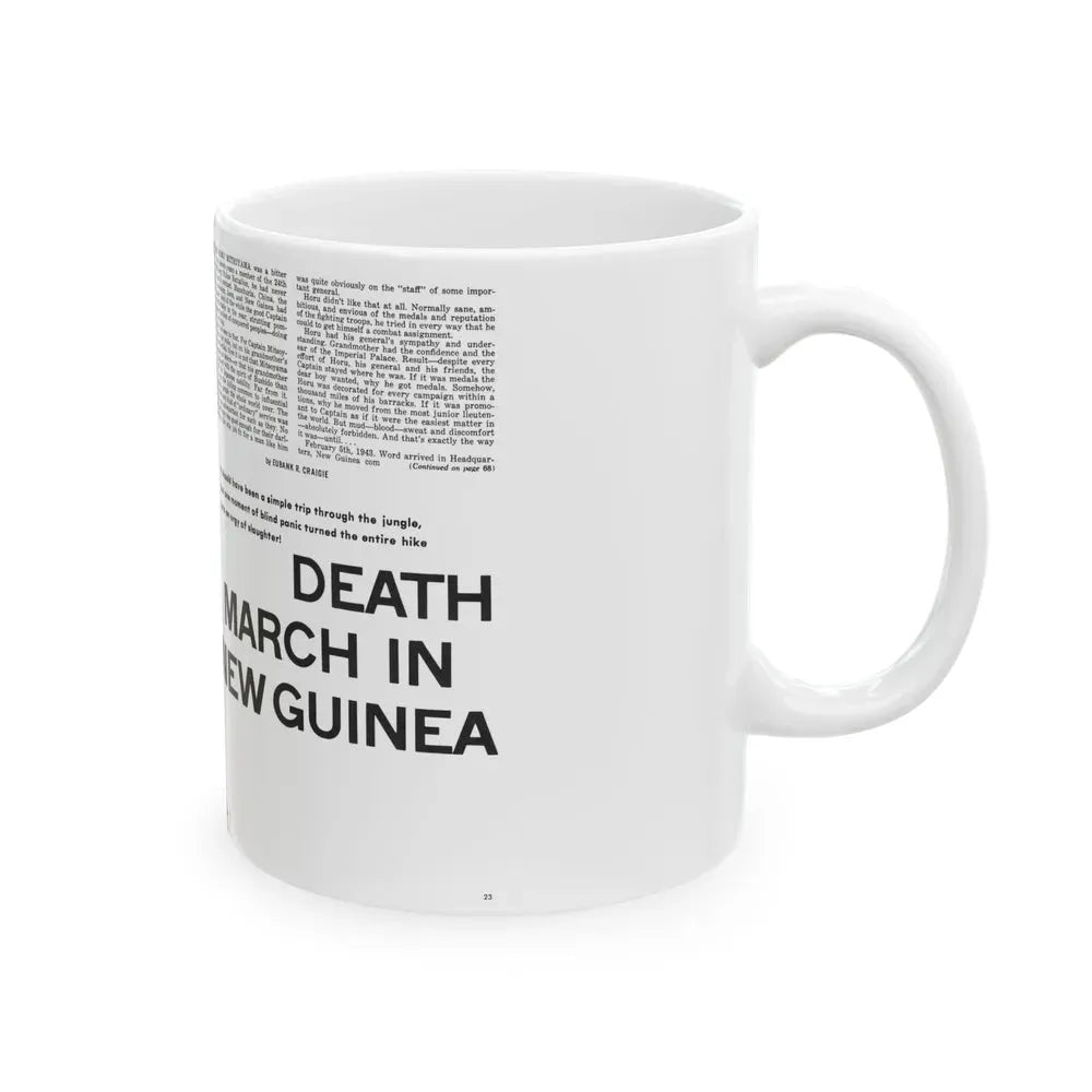 Death March In New Guinea, Man's Adventure, December 1964 - White Coffee Mug - Go Mug Yourself