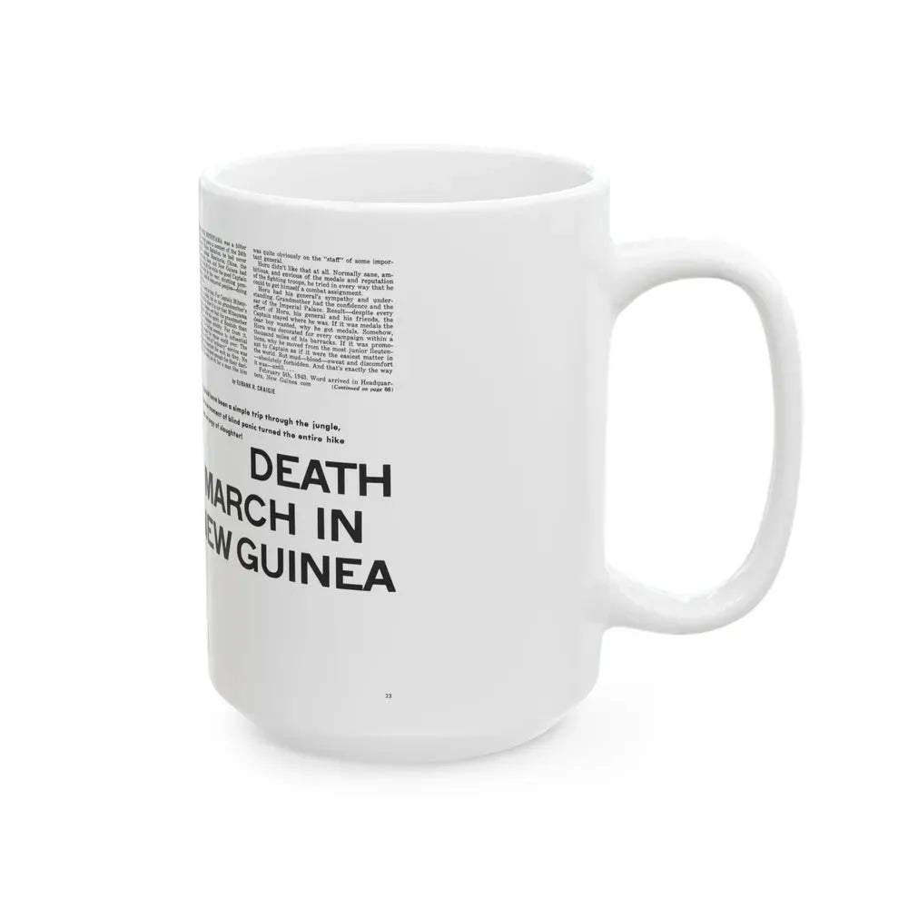 Death March In New Guinea, Man's Adventure, December 1964 - White Coffee Mug - Go Mug Yourself
